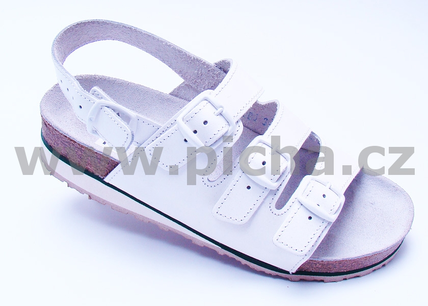 Pracovní obuv D1HK sandály třípáskové s klínkem dámské - bílé